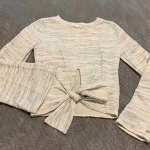 Bell Sleeve Tie Crop Sweater